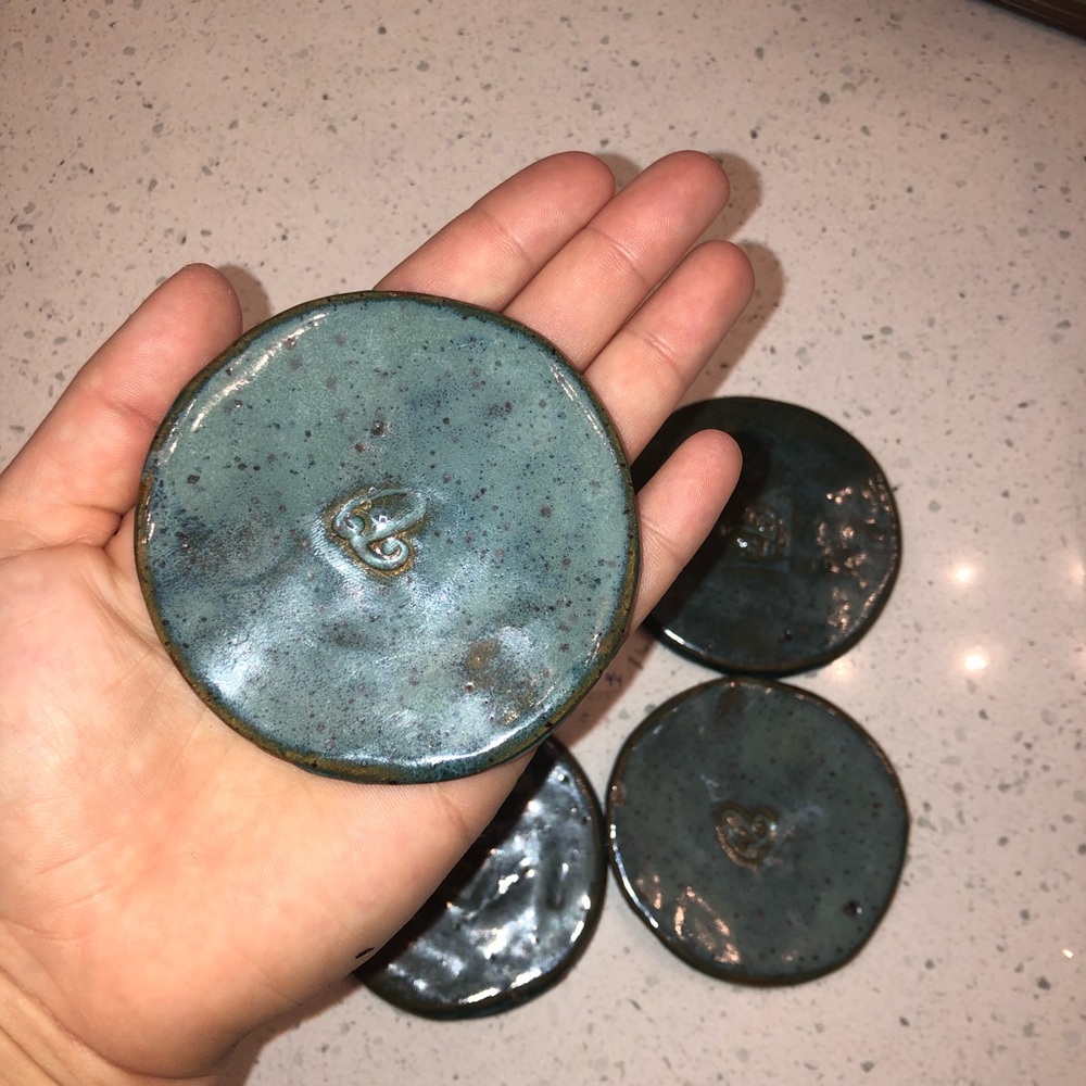 Handmade pottery coasters